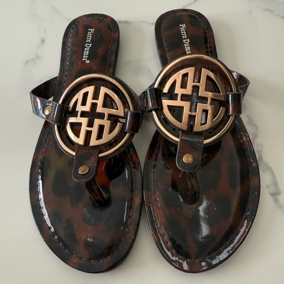 Pierre Dumas Brown and Gold Sandals Size 7 - Picture 1 of 3